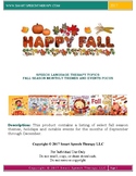 Fall Season Monthly Themes and Events Focus for Language Therapy