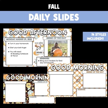 Preview of Fall Seasonal Daily Slides Editable