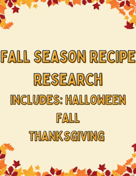 Preview of Fall Seasonal Recipe Research Bundle FCS / FACS