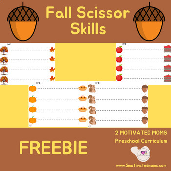 Preview of Fall Freebie, Seasonal, Scissor Skills, Cutting, Preschool, Kindergarten, Autumn