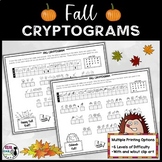 Fall Secret Code Cryptograms for Back to School - Crack th