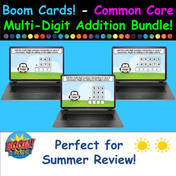 Preview of Fall Semester Boom Cards - Common Core Multi-Digit Addition Bundle