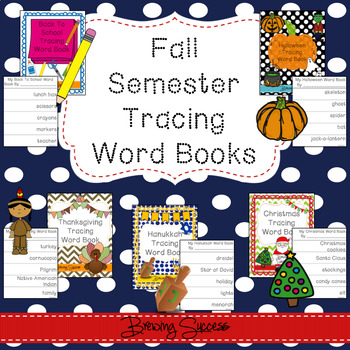 Preview of Fall Semester Trace and Read Word Books