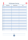 Fall Semeter Planning Sheet- Nautical Theme