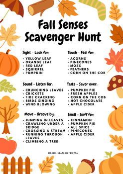 Preview of Fall Senses Scavenger Hunt