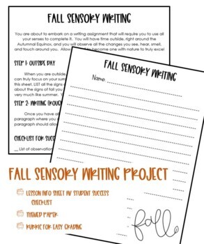 Preview of Fall Sensory Writing
