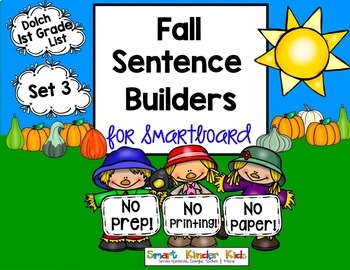 Preview of Fall Sentence Builders for Smartboard Set 3 - First Grade Dolch List