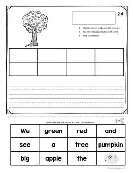 fall sentence building by grade one snapshots teachers