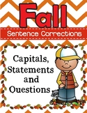Fall Sentence Corrections Mini-Packet (Capitals, Statement