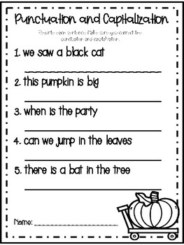 Preview of Fall Sentence Practice - Punctuation and Capitalization