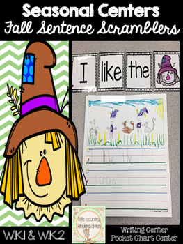 Preview of Mixed Up Sentences: Fall Kindergarten Writing Center