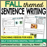 Fall Sentence Writing Activities and Interactive Digital T