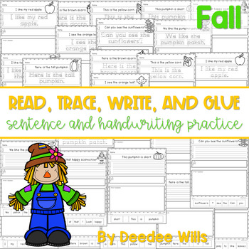 Preview of Fall Sentence Writing Practice - Read, Trace, Glue, and Draw