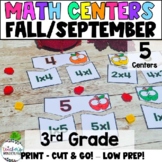Fall - September Math Centers for 3rd Grade - Math Games -