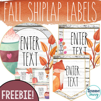 Preview of Fall Shiplap Editable Labels for the Classroom | Day 1 Freebie