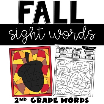 Preview of Fall Sight Word Coloring Sheets with 2nd Grade Words High Frequency Practice Fun