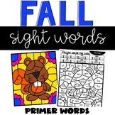Fall Sight Word Coloring Sheets with Primer Words High Fre