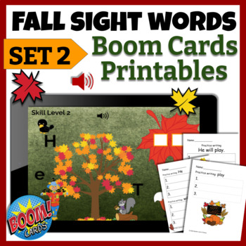 Preview of Fall Sight Words Boom Cards Set 2