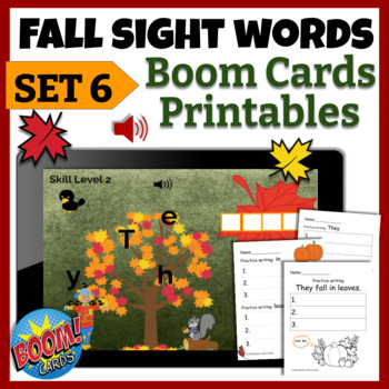 Preview of Fall Sight Words Boom Cards Set 6