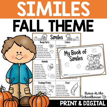 Preview of Fall Similes Activities and Worksheets | Figurative Language
