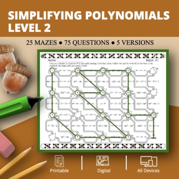 Preview of Fall: Simplifying Polynomials Level 2 Maze Activity