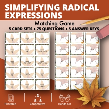 Preview of Fall: Simplifying Radical Expressions Matching Game