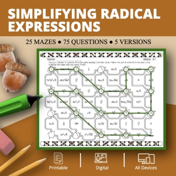 Preview of Fall: Simplifying Radical Expressions Maze Activity