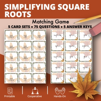 Preview of Fall: Simplifying Square Root Expressions Matching Game