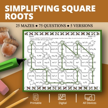 Preview of Fall: Simplifying Square Root Expressions Maze Activity