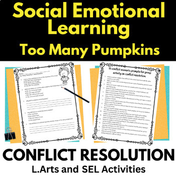 Preview of Fall Social Emotional Reading Comprehension Too Many Pumpkins SEL Writing