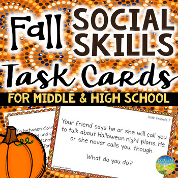 Preview of Social Skills Task Cards for Fall & Autumn - Middle and High School