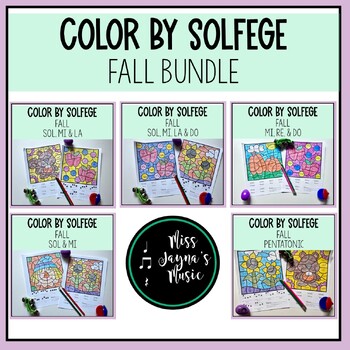 Preview of Fall Solfege Color By Note Bundle for Elementary Music