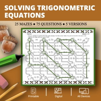 Preview of Fall: Solving Trigonometric Equations Maze Activity
