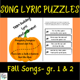 Fall Song Lyric Puzzles & Rhythm Charts