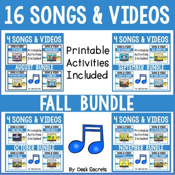 Preview of Fall Song / Poem & Video Bundle | Songs With Writing & Sequencing Activities