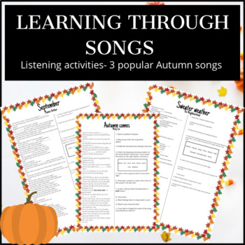 Preview of Fall Songs worksheets | Listening activities popular songs ESL