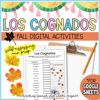 Preview of Fall Spanish Cognates Digital Resource Activities