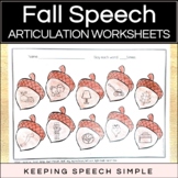 Fall Speech No Prep Articulation Worksheets