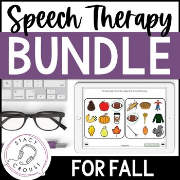 Preview of Fall Speech Therapy Activities BUNDLE of Digital & Teletherapy Resources