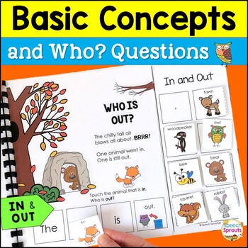 Preview of Fall Speech Therapy Activities WH Questions Interactive Book & Spatial Concepts