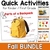 Fall Speech Therapy Quick Activities Kinder / First and Pa