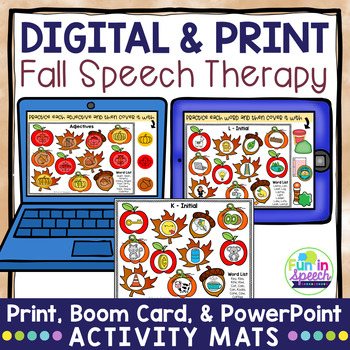 Preview of Fall Speech Therapy Activities with Print & No Print Options