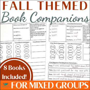 Preview of Fall Book Companions for Mixed Groups - No Prep Speech Therapy Books