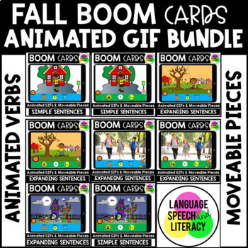 Preview of Fall Speech Therapy Boom Card Activities Picture Scenes WH Question Visuals  
