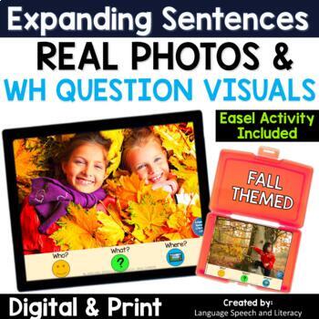Preview of Fall Speech Therapy Real Photos & WH Questions Visuals, Digital & Print