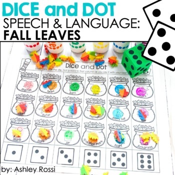 Preview of Fall Speech Therapy - Leaves Dice & Dot Articulation & Language  Print + Digital