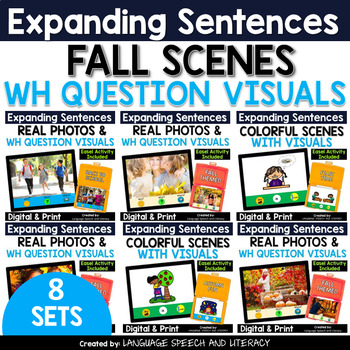 Preview of Speech Therapy Picture Activities ,  WH Questions, Fall &Thanksgiving Included