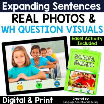 Preview of Spring Speech Therapy Picture Scenes WH Questions Visual Expand Sentences MLU