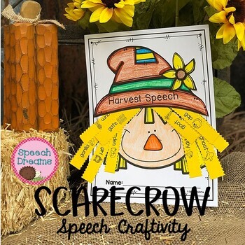 Preview of Fall Speech Therapy Scarecrow Articulation Craft with Language Goals Activity