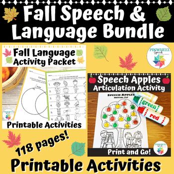 Preview of Fall Speech and Language Homework Packets Printable Speech Therapy Activities